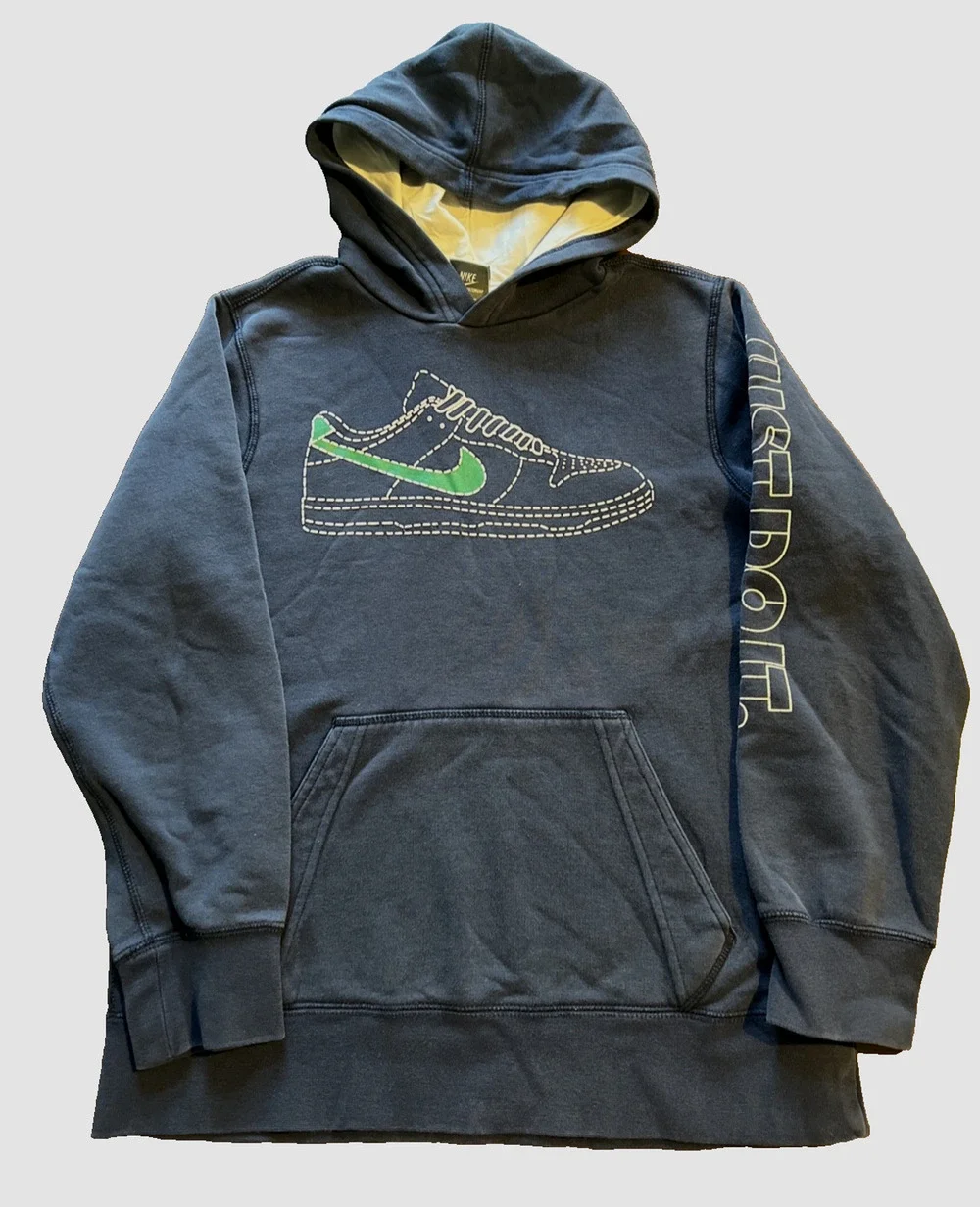 Nike Y2K Just Do It Hoodie Sweatshirt Graphic Logo Blue SZ M 10/12 2009 Release